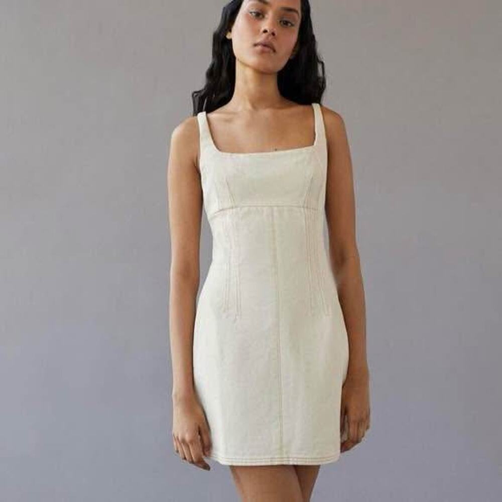 BDG Cream Mini Dress with Square Neck